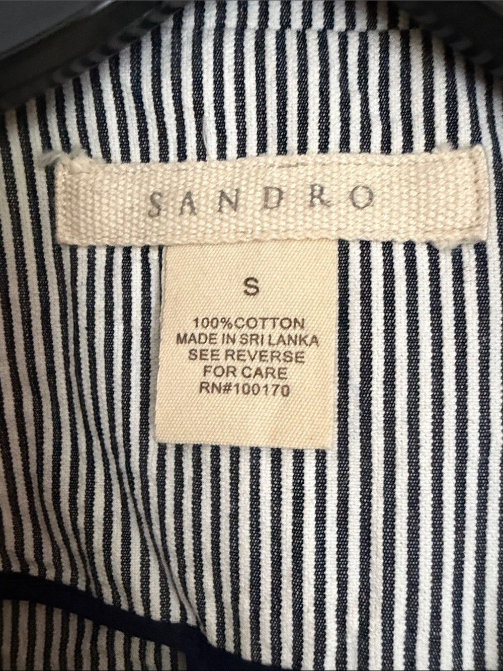 NWT Sandro Women's Navy and White Striped Blazer Size Small - Picture 2 of 8